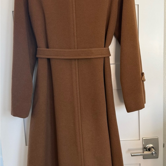 Vintage 60s Jaeger Camelhair Wool Princess Swing Coat Belted Brown Made England - Picture 5 of 15